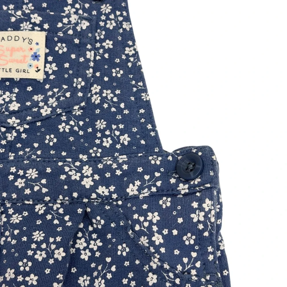 Carters Baby Girl Blue Floral Cotton Shortall Romper Overalls 12 Months
